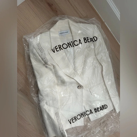 Veronica Beard Reagan Cotton Blend Dickey Jacket White Cream - Picture 3 of 5